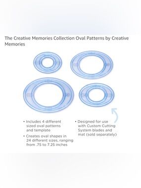 CREATIVE MEMORIES 4 Oval Cutting System Patterns & Sizing Template.
